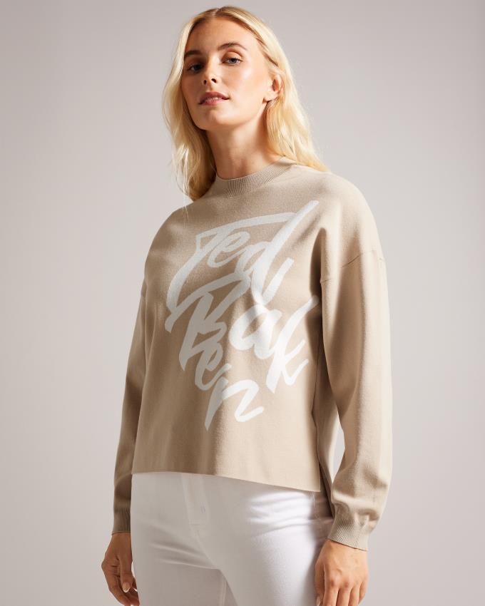 Sweatshirt Ted Baker Branded Jacquard Knit Marron Femme | RCW-89937683